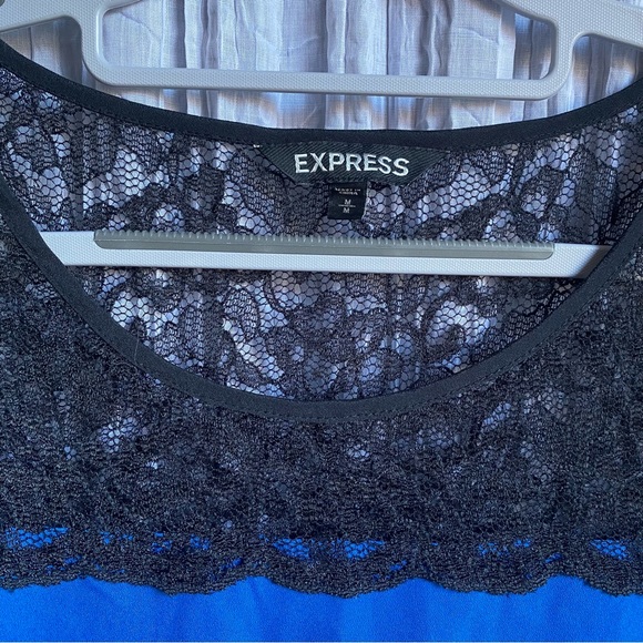 Express Royal Blue w/ Lace Blouse - Picture 2 of 6